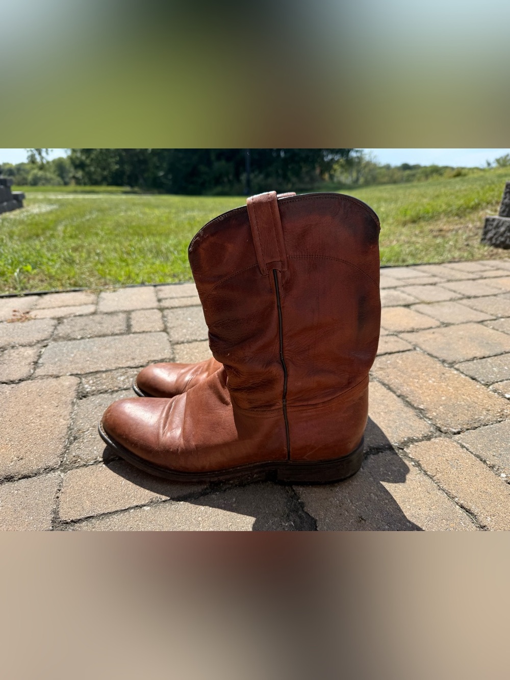 Dan Post Brown Leather Cowboy Boots Style 26596 Western Pull On